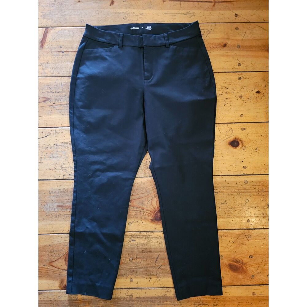 Old Navy Pixie High-Rise Slim Straight Pants Size 14 Black Secret-Smooth Pockets